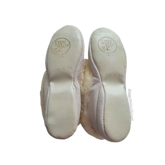 Vintage Sioux Mex Off White Fur Lined Beaded Cozy Comfy Style‎ Slippers - Picture 7 of 10